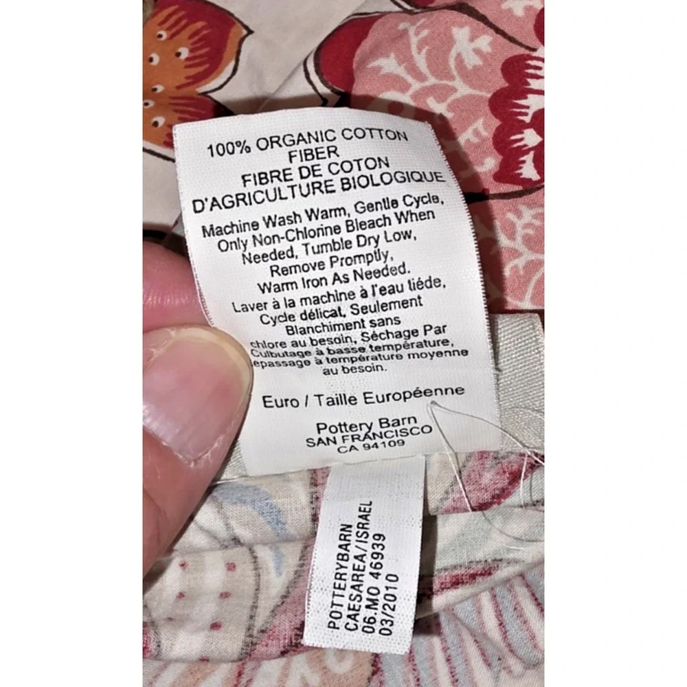 Pottery Barn Paisley Medallion Euro Pillow Sham Organic Cotton 28x28 Cottagecore